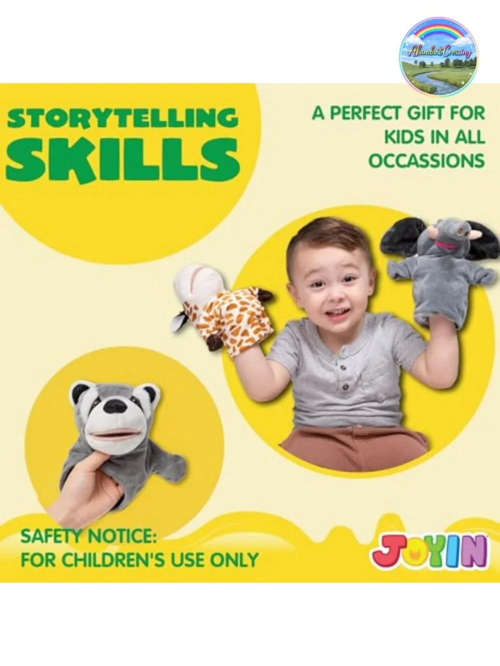 6Pc Animal Hand Puppets Set Plush Toy Working Mouth Kids Theater